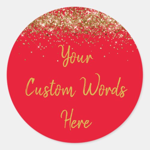 Custom Party Favor Personalized Birthday Red Gold Classic Round Sticker
