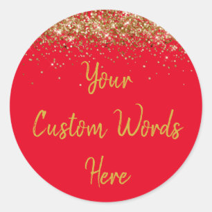 Custom Party Favor Personalized Birthday Red Gold Classic Round Sticker