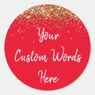 Custom Party Favor Personalized Birthday Red White Classic Round Sticker