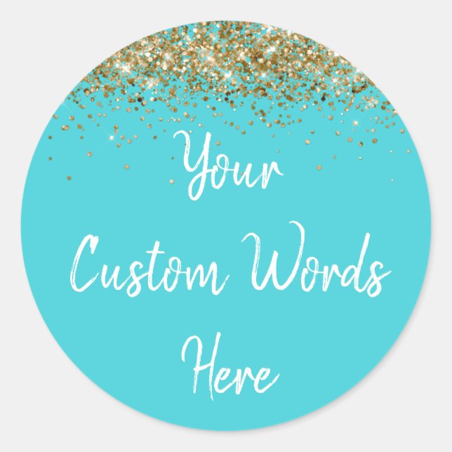 Custom Party Favor Personalized Birthday Turquoise Classic Round Sticker (Front)