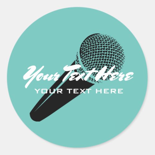 Custom party favor stickers with microphone image