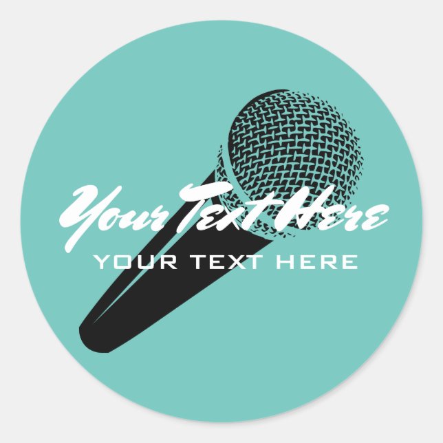 Custom party favor stickers with microphone image (Front)