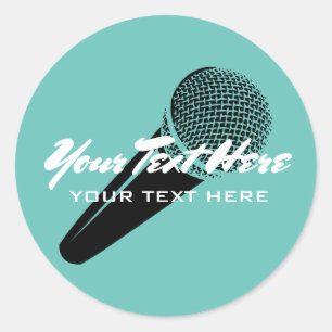 Custom party favor stickers with microphone image