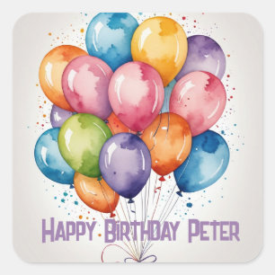 custom party Happy Birthday balloons   Square Sticker
