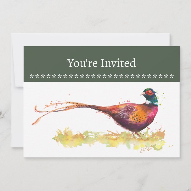 Custom  Party Invite Custom Ring-Necked Pheasant (Front)