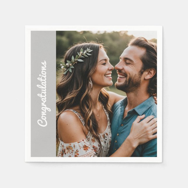 "Custom Party Napkin – Photo & Text Editable" (Front)