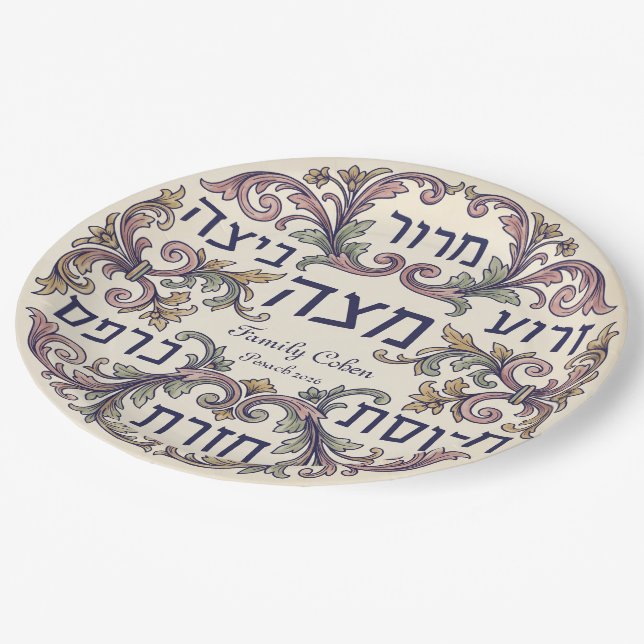 Custom Passover Seder Plate for All Guests Pesach  (Angled)