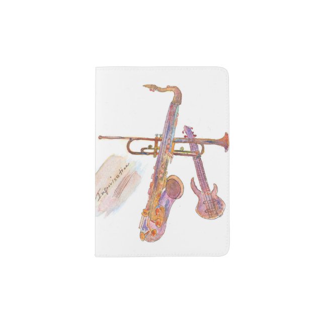 Custom passport cover with jazz art (Front)