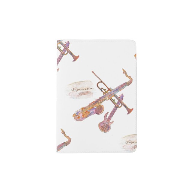 custom passport holder with music instruments (Front)