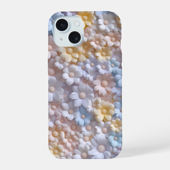 Custom Pastel 3D Flower Pattern Phone Case (Back)