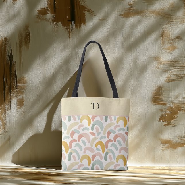 Custom Pastel Abstract Minimalist Monogram Tote Bag (Creator Uploaded)