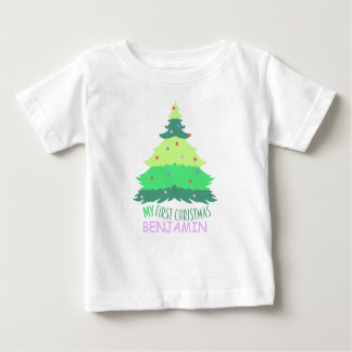 Custom Pastel and Cute My First Christmas Name Baby T-Shirt