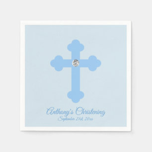 Custom Pastel Blue Boy Cross CHRISTENING BAPTISM Napkins