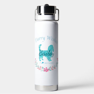Custom Pastel Blue Cavalier Silhouette Christmas Water Bottle