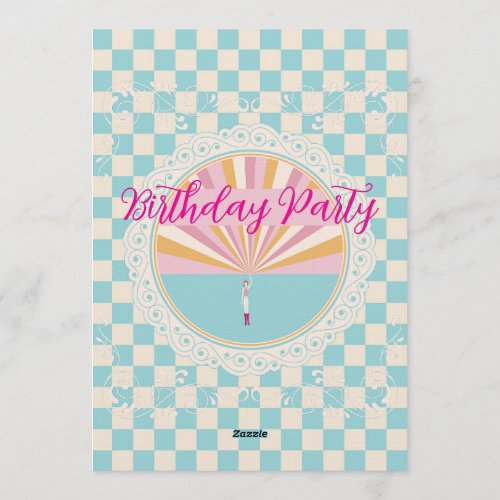 Custom Pastel Blue Checkered Birthday Party
