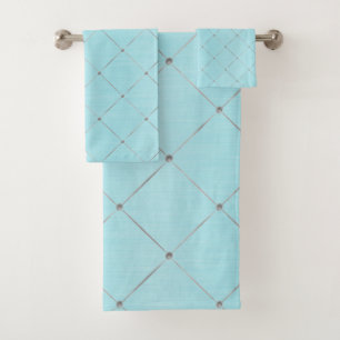 CUSTOM PASTEL BLUE PATTERNED BATHROOM TOWEL SET