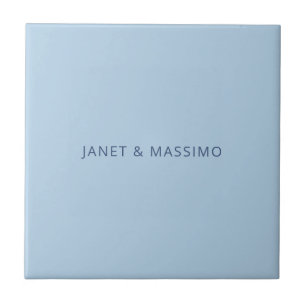 Custom pastel blue personalized minimalist name ceramic tile