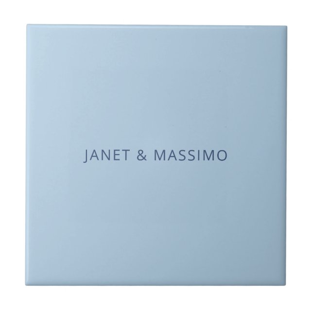 Custom pastel blue personalized minimalist name ceramic tile (Front)