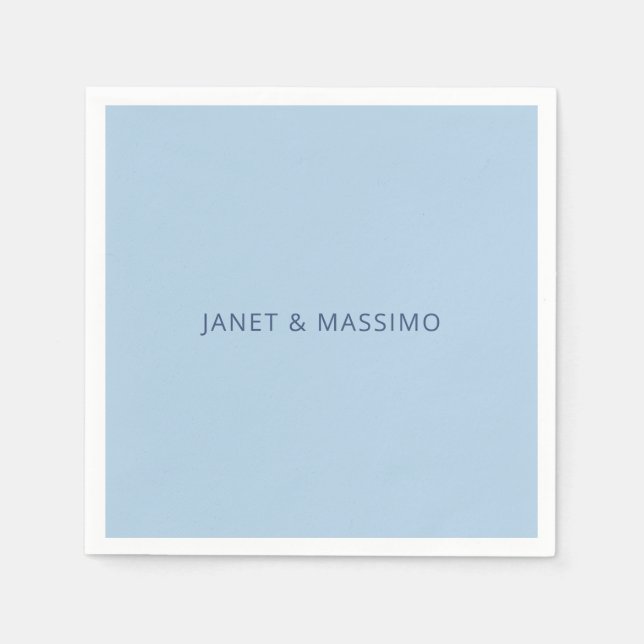 Custom pastel blue personalized minimalist name napkins (Front)