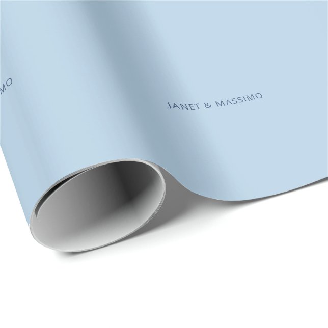 Custom pastel blue personalized minimalist name wrapping paper (Roll Corner)