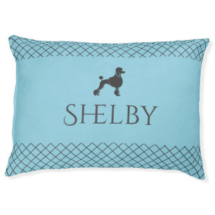 Custom Pastel Blue   Poodle Silhouette Matching Pet Bed