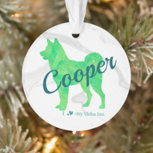 Custom Pastel Blue Shiba Inu Silhouette Ornament