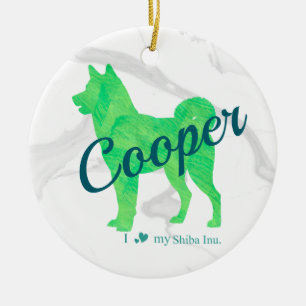 Custom Pastel Blue Shiba Inu Silhouette Ornament