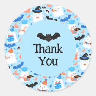 Custom Pastel Blue Spooky Cute Thank You Classic Round Sticker