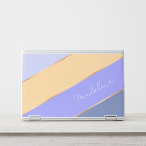 Custom Pastel Blue Violet Lavender Yellow Stripes HP Laptop Skin