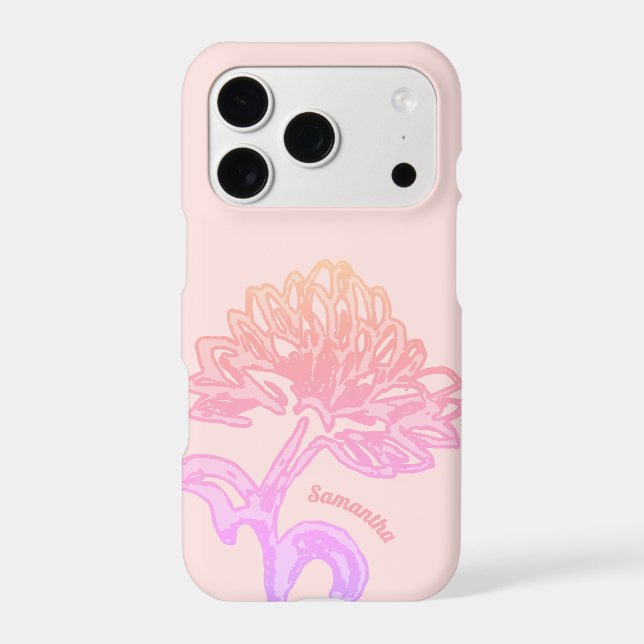 Custom Pastel Blush Pink Floral Gradient Rainbow  iPhone Case (Back)