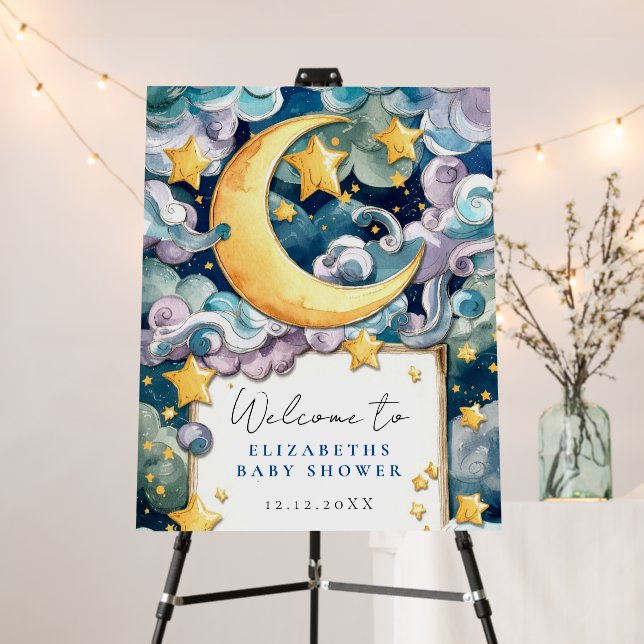Custom Pastel Celestial Baby Shower Welcome Sign (In Situ (Stand))