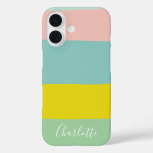 Custom Pastel Color Block Modern Minimalist Script iPhone 16 Case