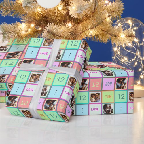 Custom Pastel Colorful Squares with Text, 3 Photos