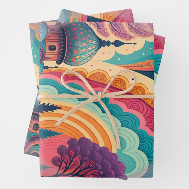 Custom Pastel Dome Dream Wrapping Set (3 Sheets) Paper Sheets (In situ)