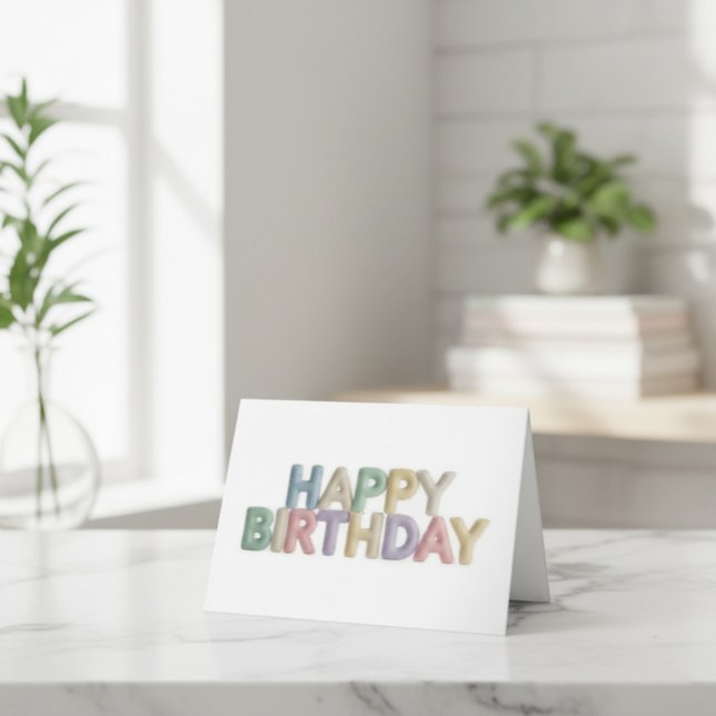 Custom Pastel Felt Letters Happy Birthday Card (Creator Uploaded)