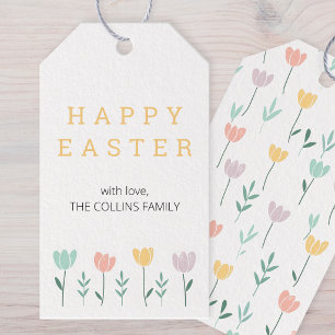 Custom Pastel Floral Cute Colorful Happy Easter Gift Tags