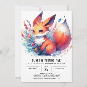 Custom Pastel Fox Birthday Invitation