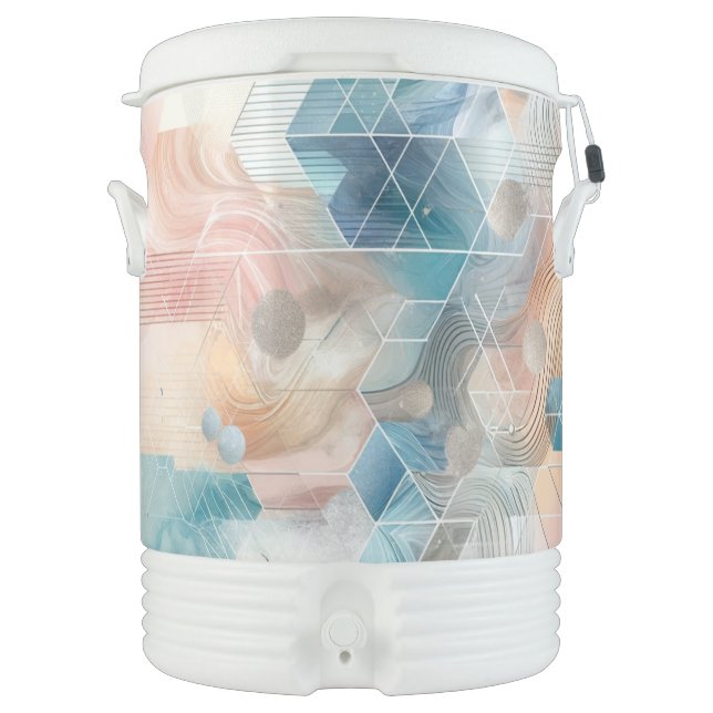 Custom Pastel Geo Pattern Drink Cooler (Front)