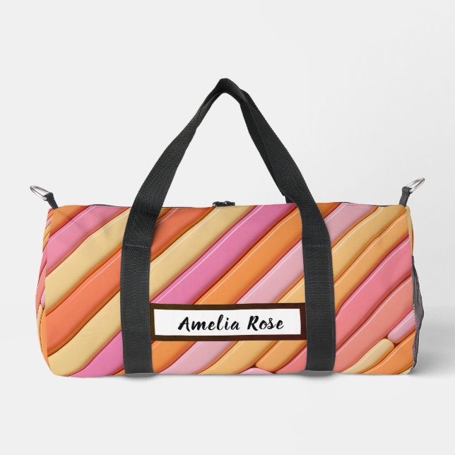 Custom Pastel Geometric Duffle Bag – Personalized  (Front)