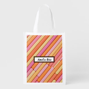 Custom Pastel Geometric Reusable Grocery Bag