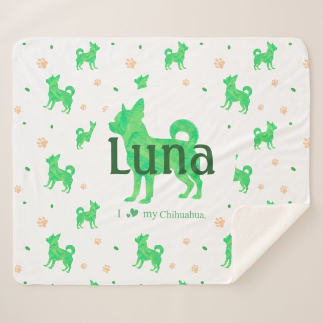 Custom Pastel green chihuahua Silhouette blanket (Front (Horizontal))