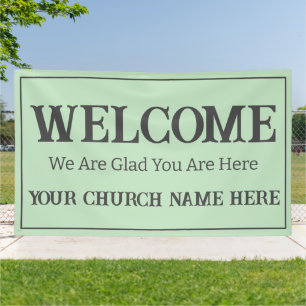 Custom Pastel Green Church Welcome  Banner
