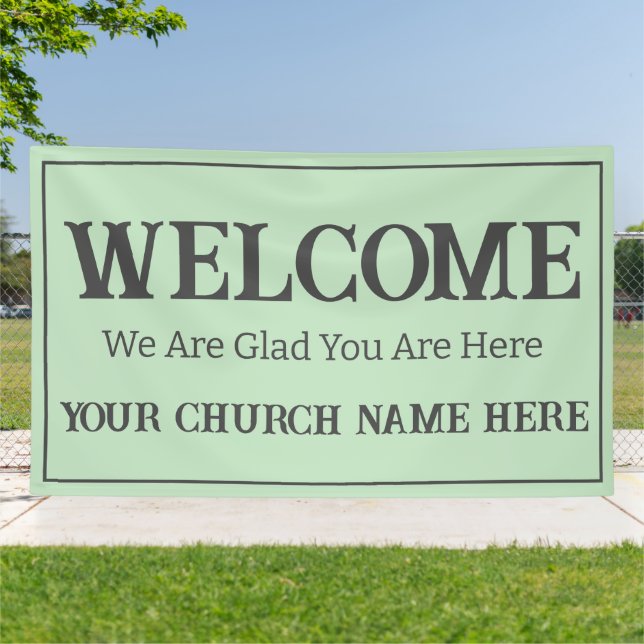 Custom Pastel Green Church Welcome  Banner (Outside)