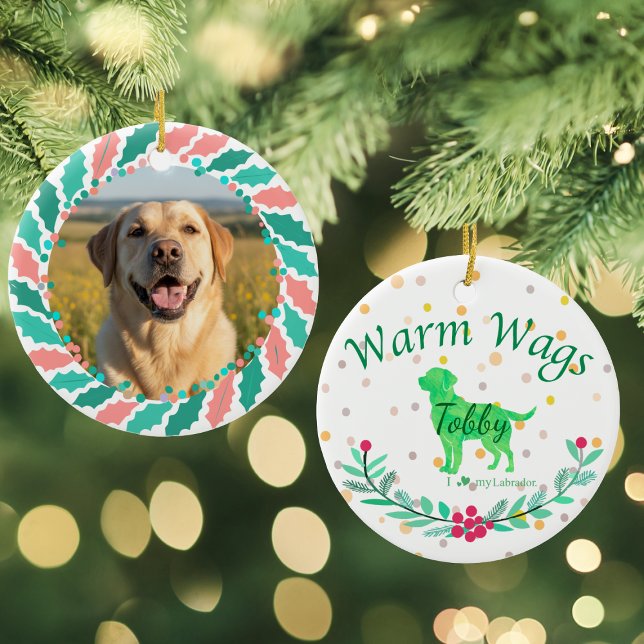 Custom Pastel Green Labrador Retriever Christmas  Ceramic Ornament (Creator Uploaded)