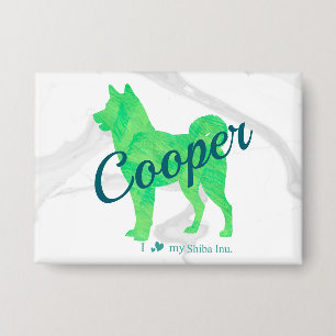Custom Pastel Green Shiba Inu Silhouette Badge Button