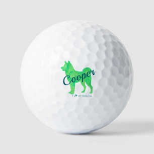 Custom Pastel Green Shiba Inu Silhouette Golf Ball