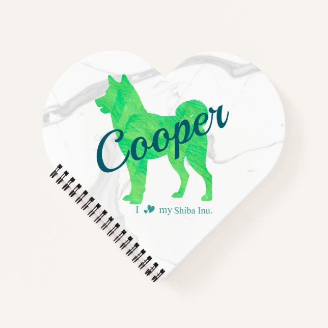 Custom Pastel Green Shiba Inu Silhouette  Notebook (Front)