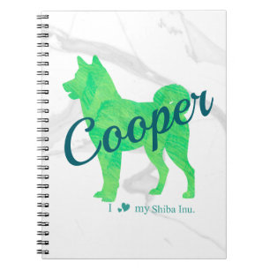 Custom Pastel Green Shiba Inu Silhouette  Notebook