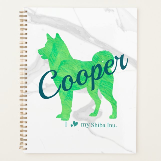 Custom Pastel Green Shiba Inu Silhouette  Notebook (Front)