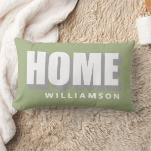 Custom Pastel Green White Home Minimalist Modern  Lumbar Pillow